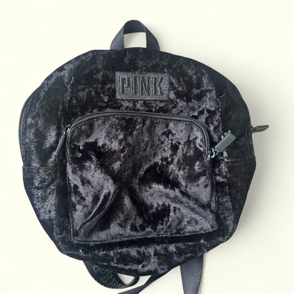Victoria's Secret PINK Luxe Velvet Mini Backpack Dark Romance black travel emo - Picture 1 of 7